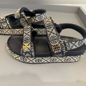 Tory Burch Navy and Cream Sandals